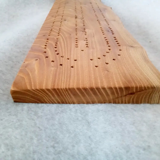 Elm Cribbage board with a slant